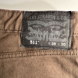 VTG 38/30 Levis Strauss 511 Mens Jeans Brown EUC Zipper Fly